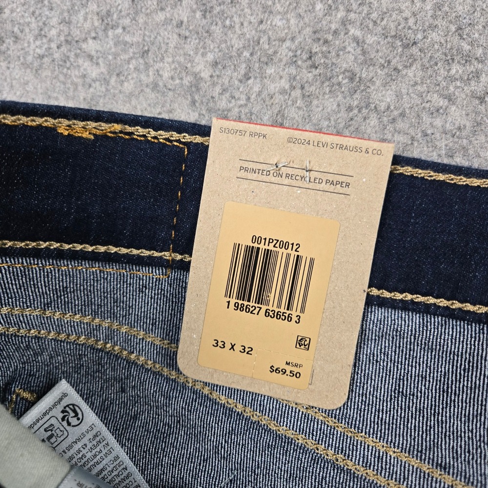 Levi 318 Shaping Wide Leg Womens 33x32 Dark Blue Denim Mid Rise Stretch Jeans - Picture 3 of 12
